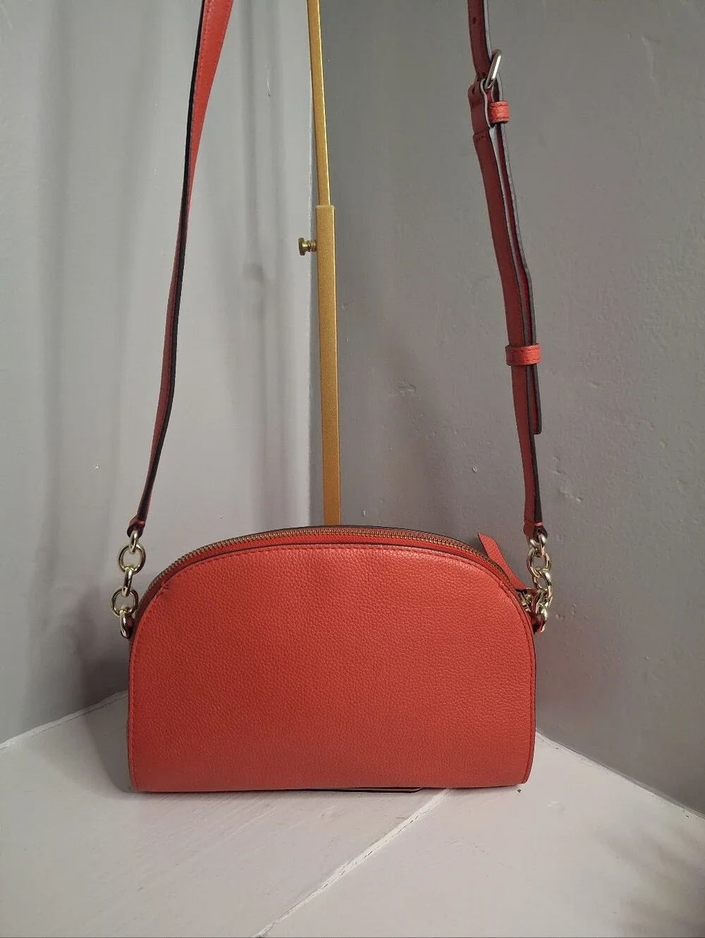 Kate Spade Coral Red Embossed Logo Dome Crossbody Bag Wallet Set